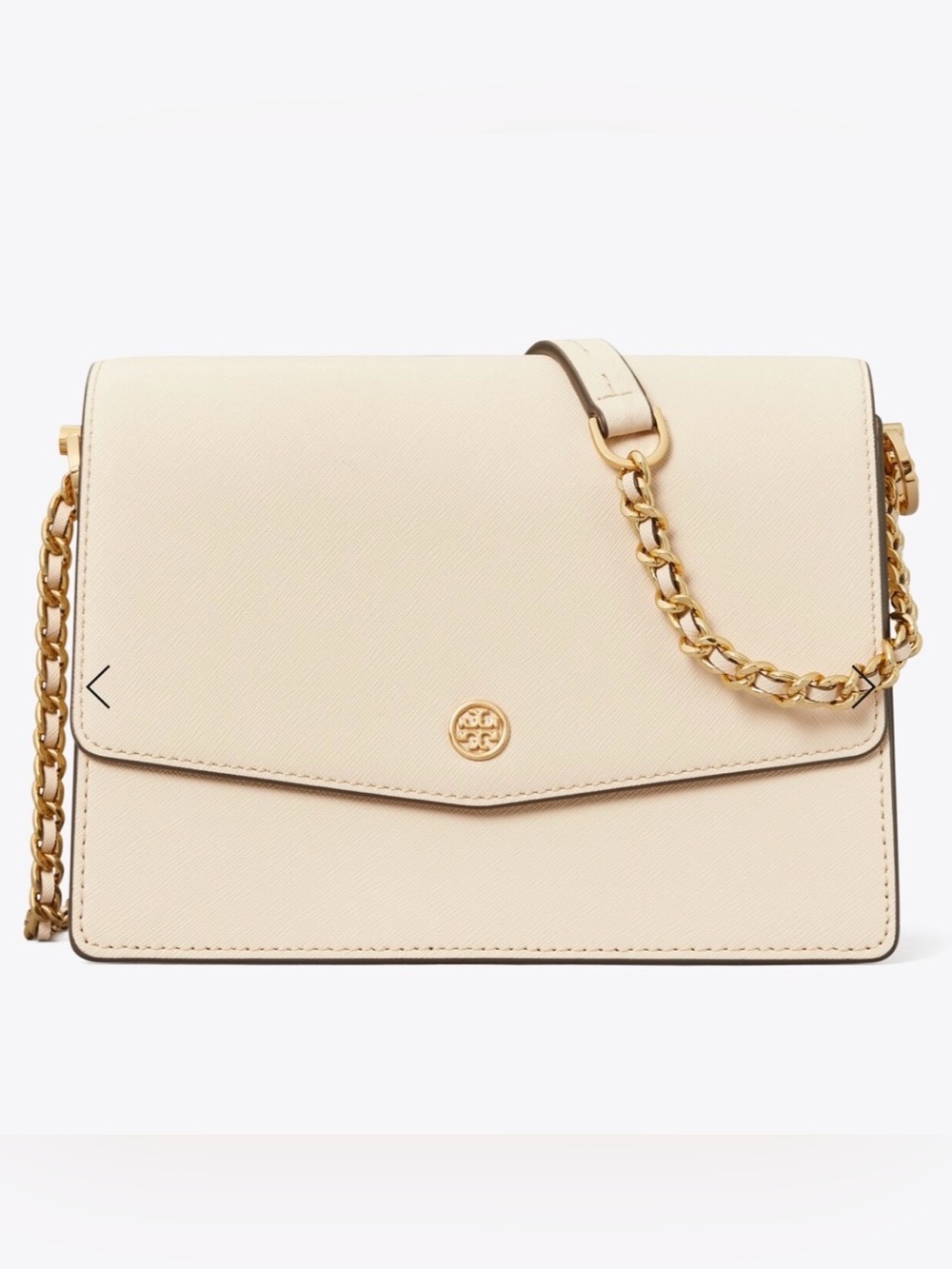 Tory Burch Robinson Convertible Leather Shoulder Bag in New Cream Color